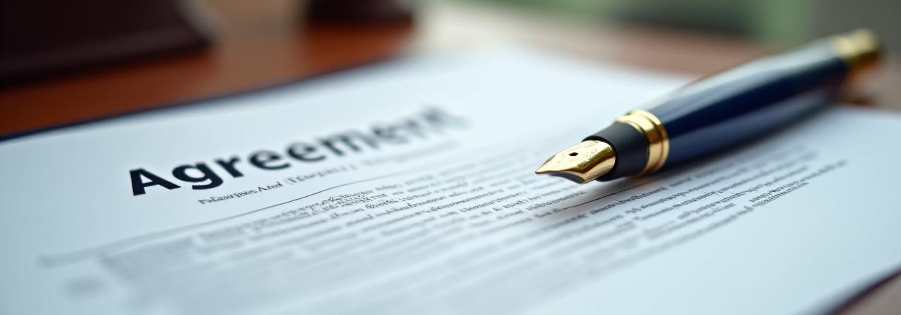 Close-up of a legal document with a gold fountain pen representing professional integrity
